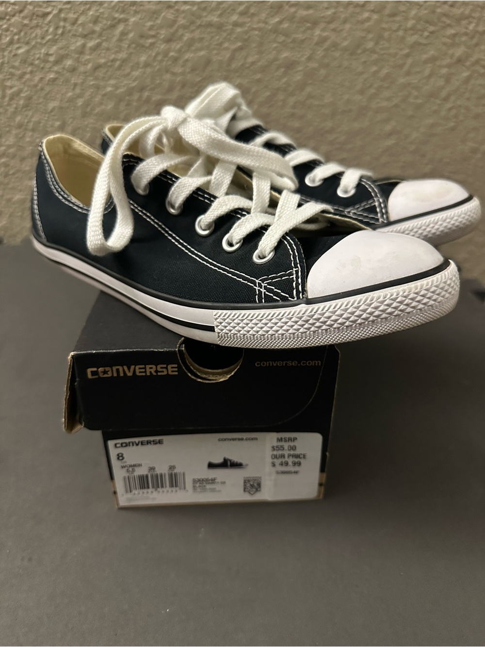 Converse Kids Low Top Canvas Sneakers in Black and White